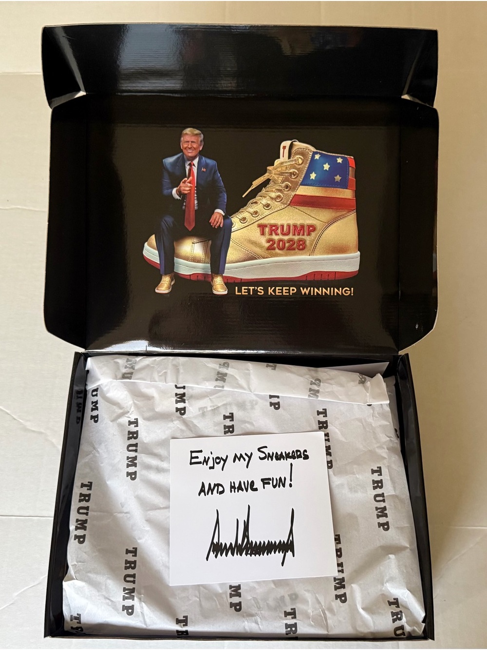 Gold High-Top Men's Sneakers with Patriotic Accent - Trump
